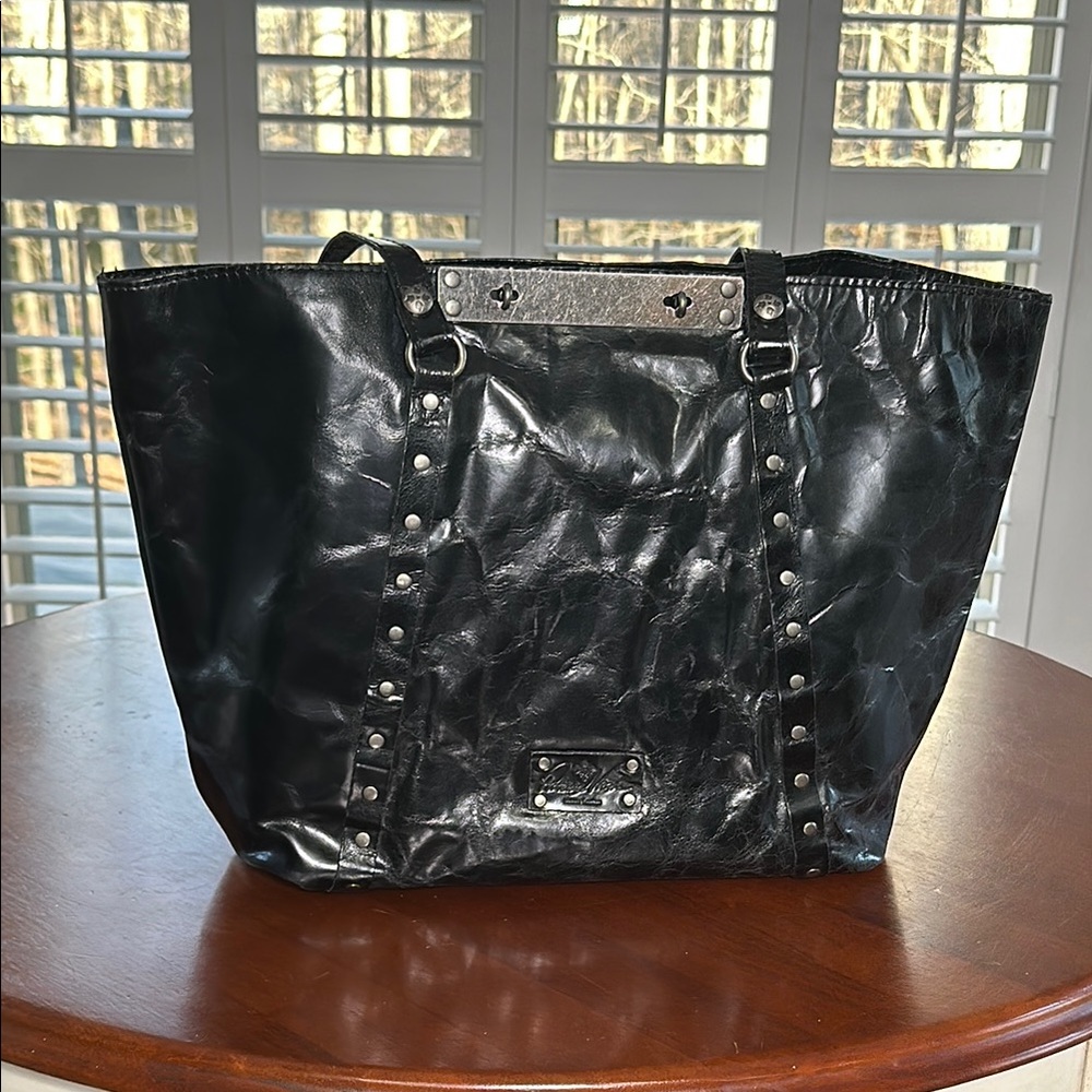 Patricia Nash Black Leather Tote Bag